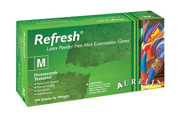 Aurelia Refresh Powder-free  Mint Latex Exam Gloves